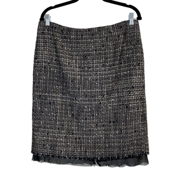 Classiques Entier black and white tweed skirt with chiffon ruffle hem - Picture 1 of 7